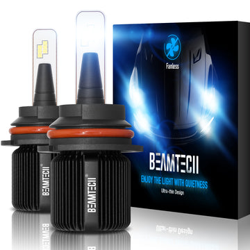 BEAMTECH 9007 LED Headhight Bulb Fanless CSP Y19 Chips 8000 Lumens 6500K Xenon White  Extremely Bright Conversion Kit